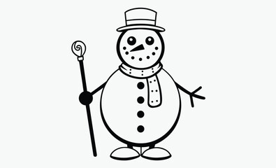 Christmas snowman silhouette, Christmas snowman silhouette, Christmas black snowman icon vector 