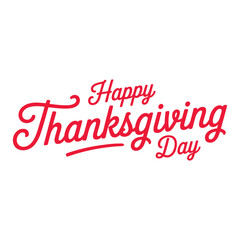 Happy Thanksgiving lettering card, white background.
