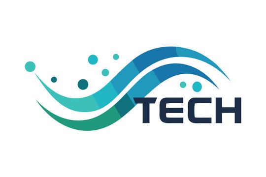 Modern tech logo design with flowing waves and abstract circles