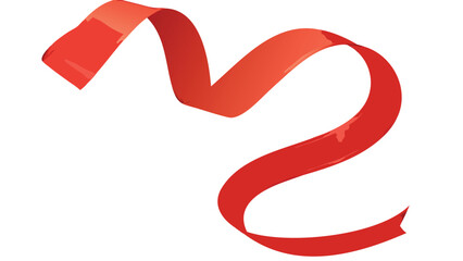 A vibrant red ribbon gracefully curves and flows against a pristine white background, creating a dynamic design