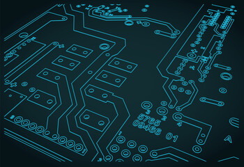 Circuit board drawing close up