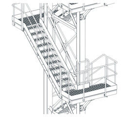 Industrial metal staircase drawing
