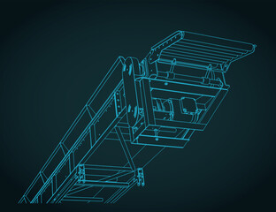 Loading conveyor with hydraulically adjustable angle close up