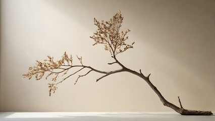Dried Branch with Delicate Seed Heads in Minimalist Setting