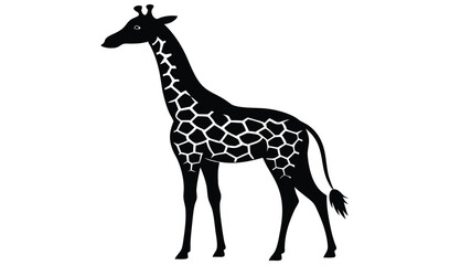 Naklejka premium Black and white silhouette of a giraffe
