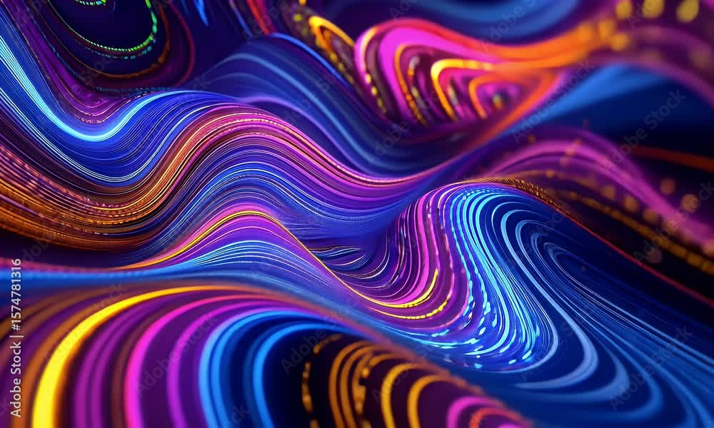 Poster a visually stunning abstract background featuring vibrant neon colors and intricate patterns, creati