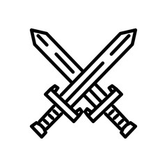 crossed swords icon vector, line style icon