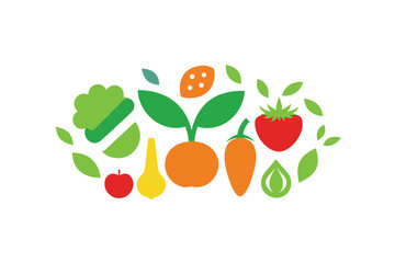 Organic Food Logo Elements In Vector Seamless Style