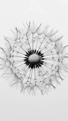 white beautiful  dandelion on monochrome concept