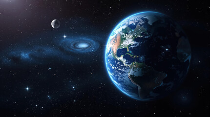 Obraz premium Earth and Moon in Outer Space