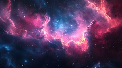 Breathtaking nebula with swirling gas clouds and glowing lights