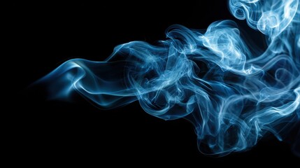 Obraz premium Abstract Blue Smoke Swirls on Black Background Elegant Design Texture