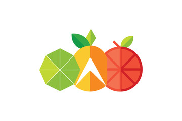 Minimal Design With Geometric Fruit Shapes On White