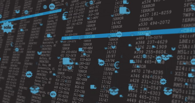 Displaying dashboard showing ERROR codes on monitor, with highlight bars and padlock icons