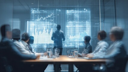 A cybersecurity consultant presenting a network vulnerability assessment to company executives in a boardroom. The consultant is using a digital projector to display graphs and cha
