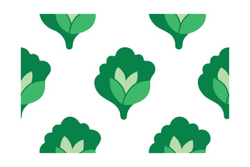 Leafy Greens Vector Icon Set In Seamless Pattern