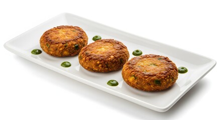 Delicious cutlets recipe food photography on white plate with green sauce tasty appetizer healthy meal idea