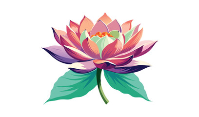 Vibrant pink and purple lotus flower illustration