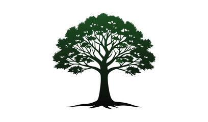 Single green tree silhouette on white background