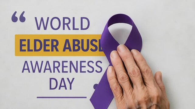 Raising awareness for World Elder Abuse Awareness Day with a symbolic purple ribbon and a supportive hand
