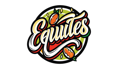 Equites fruit juice logo design illustration