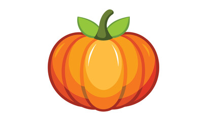 Single orange pumpkin illustration autumn harvest