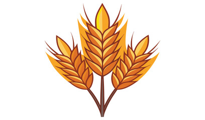 Three stalks of golden wheat graphic illustration