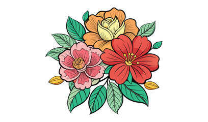 Vibrant floral bouquet illustration design