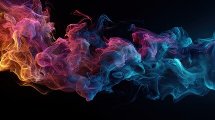 Obraz premium Luminous smoke swirls in vibrant colors against a black background