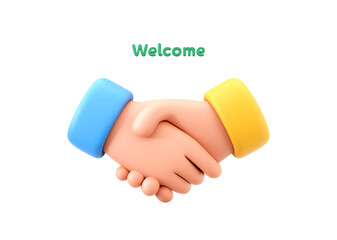 3D handshake and welcome checklist icon for business agreement or onboarding concept - PNG transparency icon 