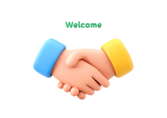 3D handshake and welcome checklist icon for business agreement or onboarding concept - PNG transparency icon
