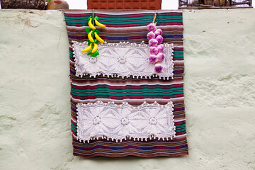 Decoración exterior para la celebración de la romería de Arucas en la isla de Gran Canaria, España