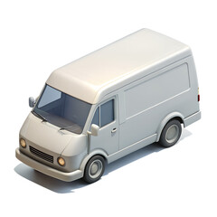 High-Angle View of a Generic White Cargo Van 3D Render
