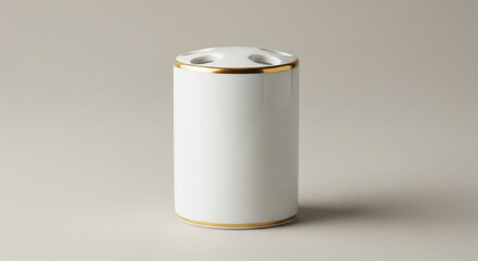 Elegant White and Gold Cylindrical Holder