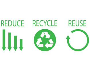 REDUCE,REUSE,RECYCLE text. recycling arrows vector icon