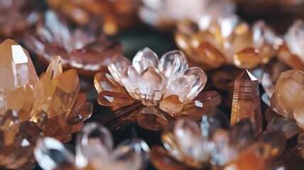 Close-Up of Small Orange Brown and White Flowers Cluster