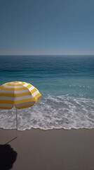 Yellow Beach Umbrella by the Ocean
