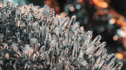 Close-Up of Sparkling Crystal Structures with Blurred Background