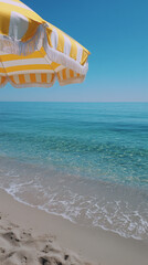 Yellow Beach Umbrella by the Ocean