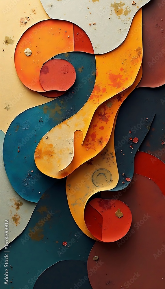 Aufkleber A modern abstract art design features fluid shapes and dynamic colors in a creative pattern