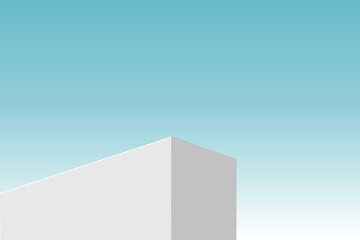 The corner of the white table with clear sky, Blank white product studio background, stage, podium for presentation vector illustration design for display cosmetic or beauty product