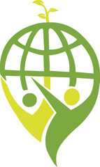 High quality green nature globe vector icon design with transparent background .eps