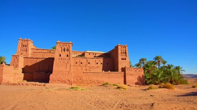 Majestic Clay Fortress in the Moroccan Desert A Glimpse into Ancient Architecture and History