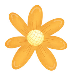 Abstract Golden Flower: Six Petals, Textured Surface, Light Center Detail