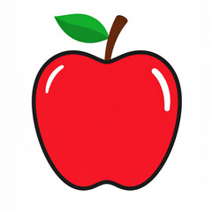 Red Apple, simple cartoon illustration. AI