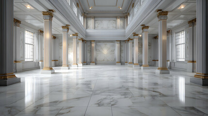 Magnificent architectural interior bathed in soft light showcases grandeur and timeless elegance perfect for luxury