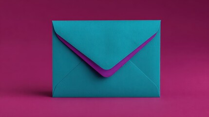 A vibrant teal and purple greeting card displayed against a deep magenta background.