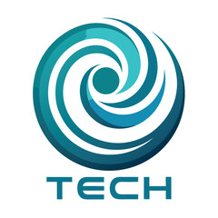 Modern tech logo with swirling blue and teal abstract design
