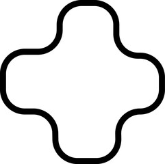 Abstract Black Cross Shape Rounded Edges Bold Outline White Background Simple Geometric Design Element