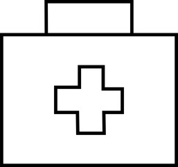 Simple Black Line Drawing of a First Aid Kit Box with a Cross Symbol medical kit